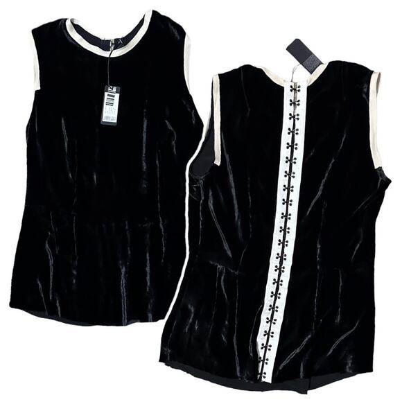 NWT JOSEPH Velvet Silk Hook Closure Peplum Blouse - Picture 1 of 9